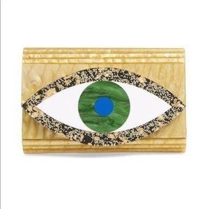 Kurt Geiger London Gold Eye Chain Strap Convertible Envelope Clutch NWT Evil Eye